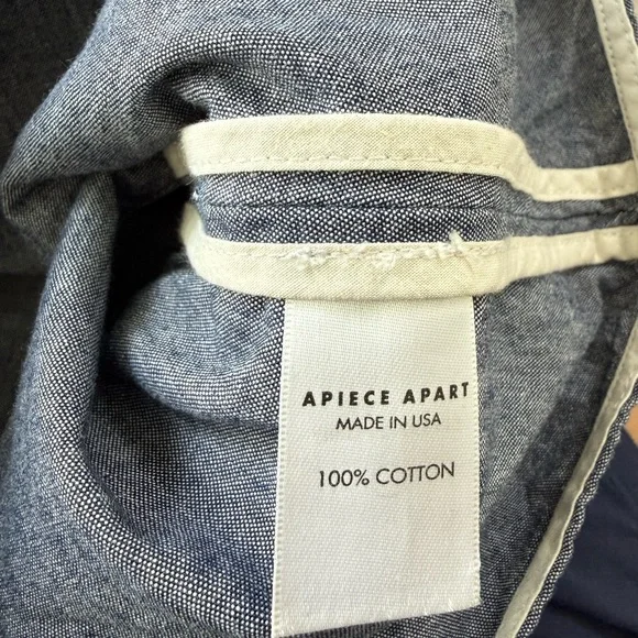 Apiece Apart 100% Cotton Blue Chambray Denim Sleeveless Top - Picture 8 of 12